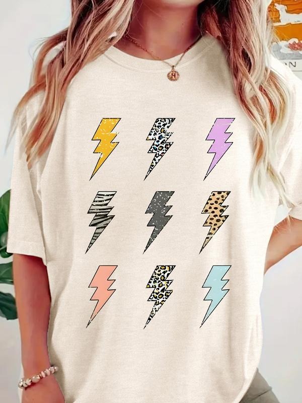 Summer Casual Lightning Print Round Neck Short Sleeve - Adult & Kids T-Shirts, Sweatshirts & Hoodies apparel design preview 1