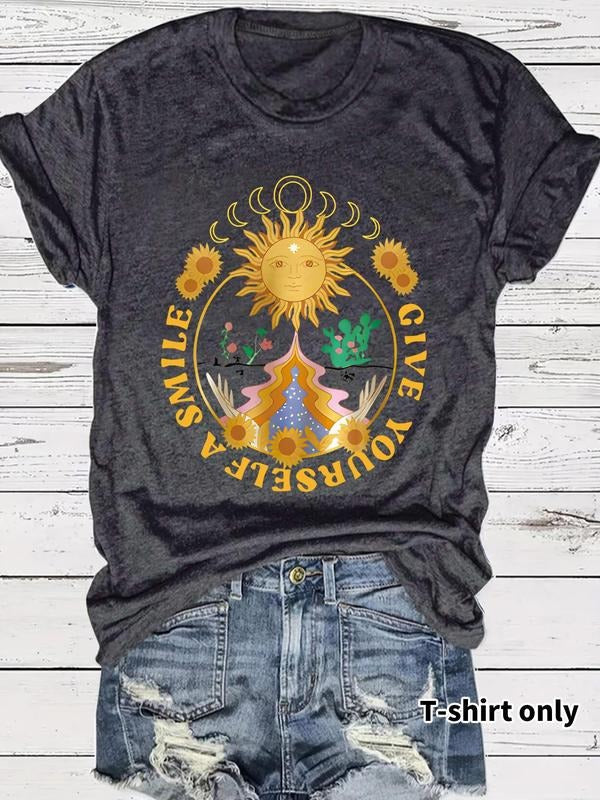 Sun Moon Print Round Neck Vintage Casual Short Sleeve - Adult & Kids T-Shirts, Sweatshirts & Hoodies apparel design preview 1