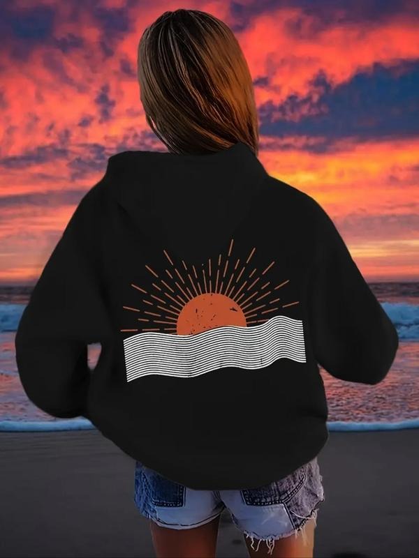 Sun Wave Print Thermal Lined Casual Hooded Spring - Adult & Kids T-Shirts, Sweatshirts & Hoodies apparel design preview 1