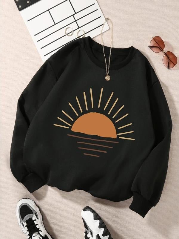 Sun Print Drop Shoulder Thermal Lined Casual Round - Adult & Kids T-Shirts, Sweatshirts & Hoodies apparel design preview 1
