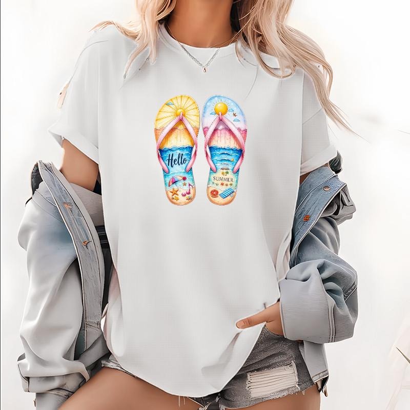 Cheerful Summer Themed Flip Flops "Hello Graphics - Adult & Kids T-Shirts, Sweatshirts & Hoodies apparel design preview 1