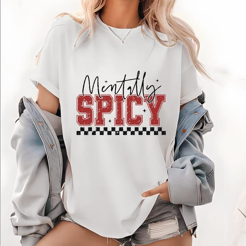 "Mentally SPICY" Slogan Cool Checkered 02 - Adult & Kids T-Shirts, Sweatshirts & Hoodies apparel design preview 1