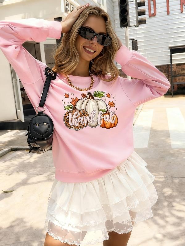 Thanksgiving Round Neck Letter Pumpkin Print Fall - Adult & Kids T-Shirts, Sweatshirts & Hoodies apparel design preview 1