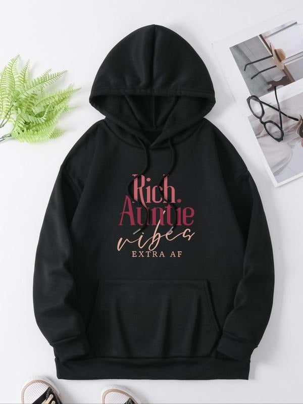 Thermal Lined Letter Print Drop Shoulder Drawstring - Adult & Kids T-Shirts, Sweatshirts & Hoodies apparel design preview 1
