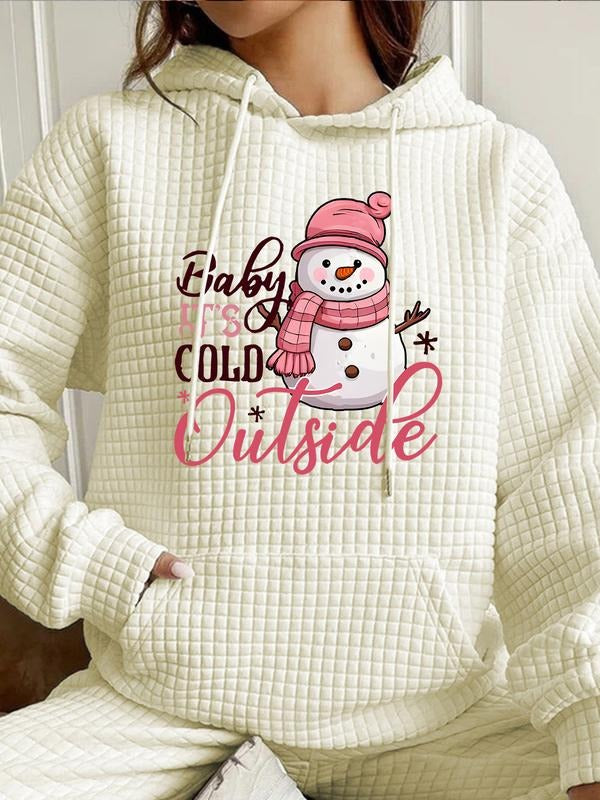 Hooded Snowman Print Pocket Fall Winter Casual Top - Adult & Kids T-Shirts, Sweatshirts & Hoodies apparel design preview 1