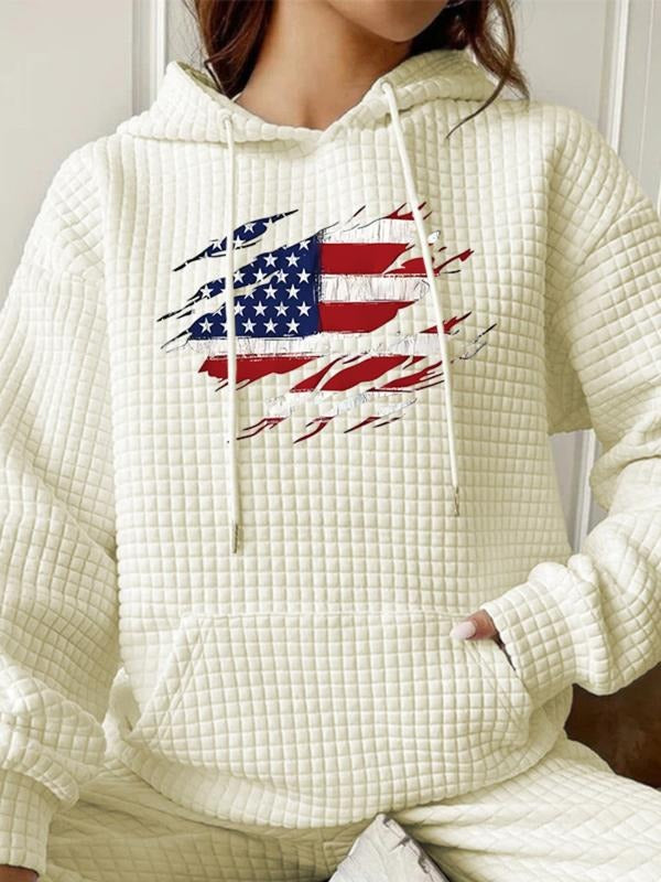 Hooded American Flag Print Pocket Fall Winter Casual - Adult & Kids T-Shirts, Sweatshirts & Hoodies apparel design preview 1
