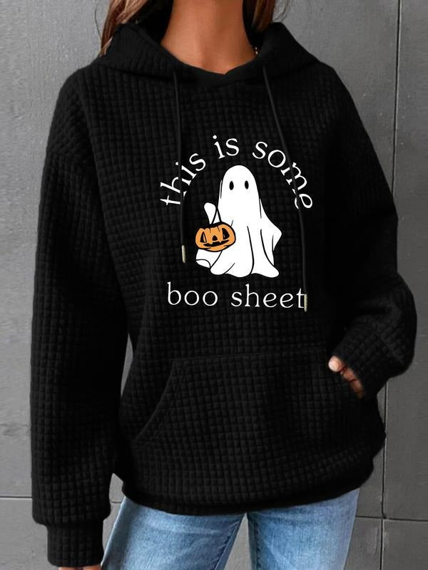 Hooded Ghost Print Pocket Fall Winter Casual Top - Adult & Kids T-Shirts, Sweatshirts & Hoodies apparel design preview 1