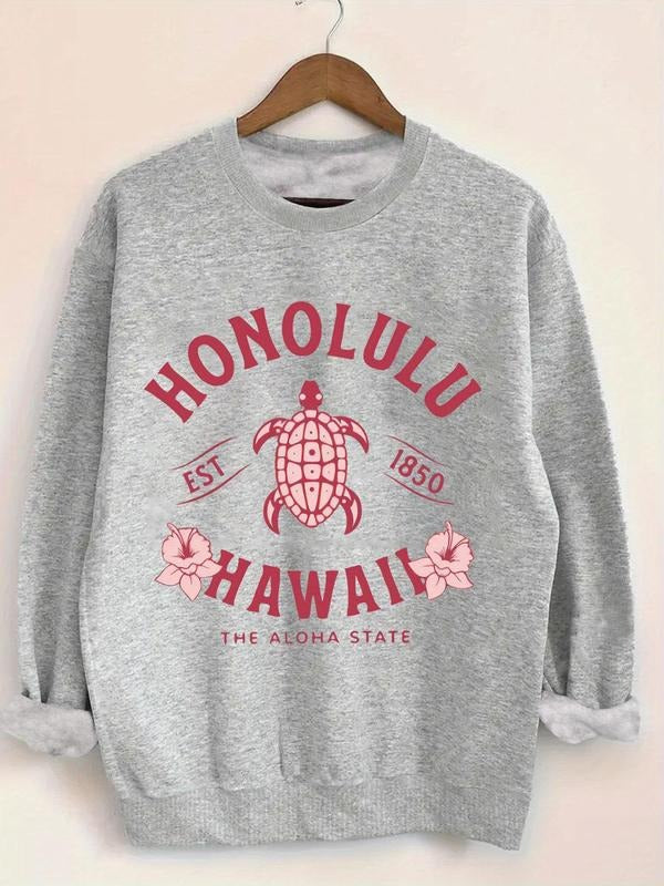 Turtle Floral Letter Print Drop Shoulder Casual Round - Adult & Kids T-Shirts, Sweatshirts & Hoodies apparel design preview 1