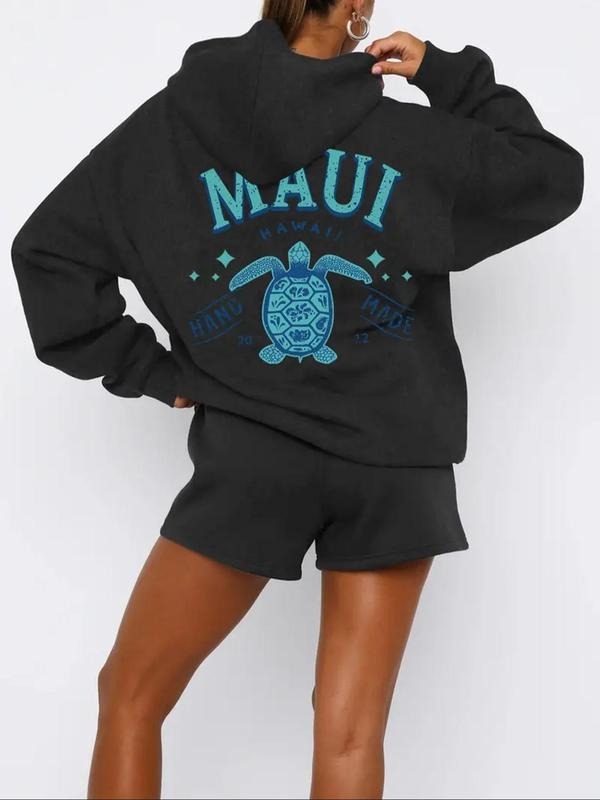 Turtle Letter Print Casual Drawstring Hooded Daily - Adult & Kids T-Shirts, Sweatshirts & Hoodies apparel design preview 1
