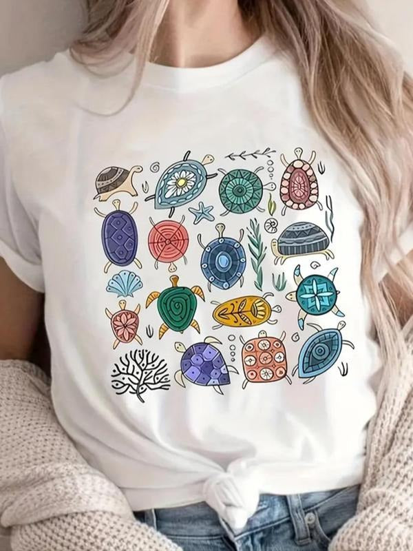 Turtle Print Round Neck Casual Short Sleeve Daily - Adult & Kids T-Shirts, Sweatshirts & Hoodies apparel design preview 1