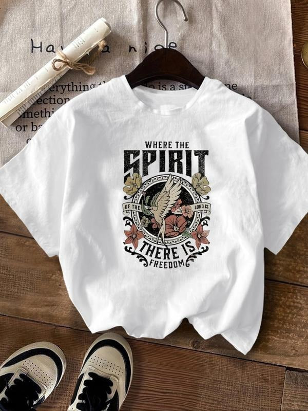 Vintage Floral Letter Print Round Neck Casual Short - Adult & Kids T-Shirts, Sweatshirts & Hoodies apparel design preview 1