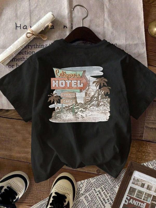 Vintage Landscape Print Round Neck Casual Short - Adult & Kids T-Shirts, Sweatshirts & Hoodies apparel design preview 1