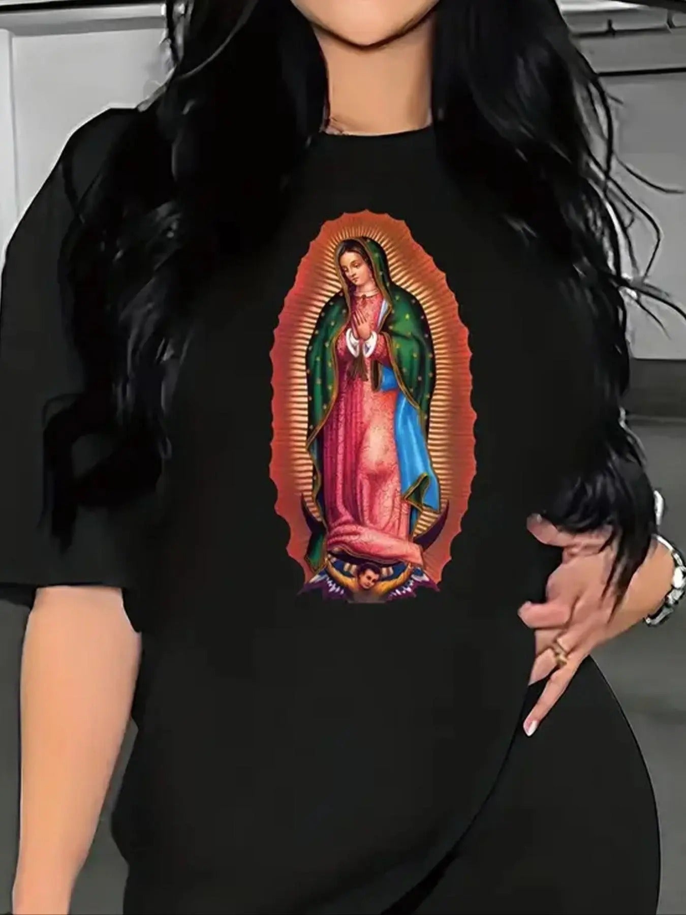 Vintage Virgin Mary Print Round Neck Retro Casual - Adult & Kids T-Shirts, Sweatshirts & Hoodies apparel design preview 1