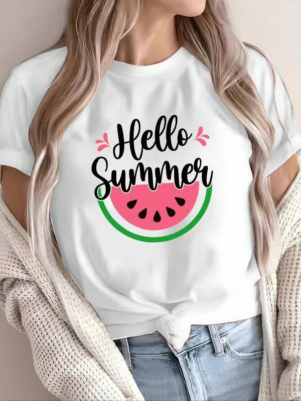 Watermelon Letter Print Round Neck Casual Short - Adult & Kids T-Shirts, Sweatshirts & Hoodies apparel design preview 1
