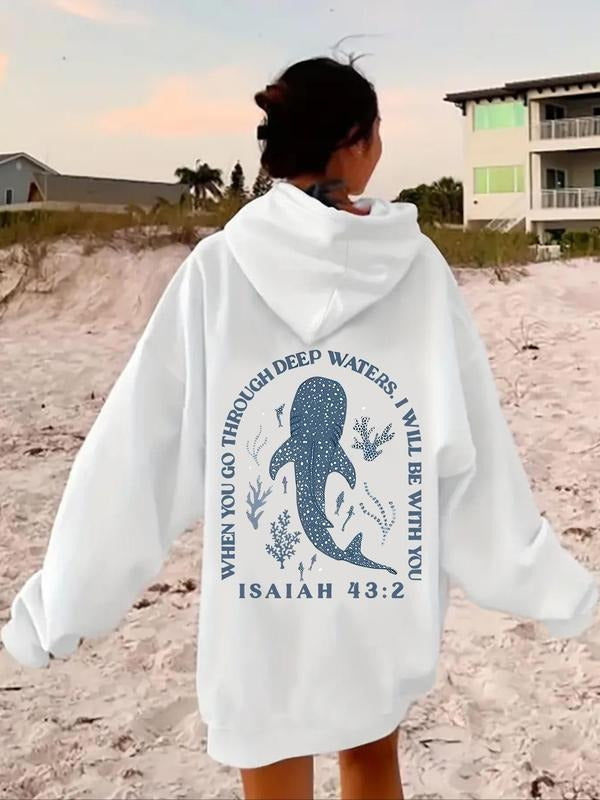 Whale Letter Print Drawstring Casual Kangaroo Pocket - Adult & Kids T-Shirts, Sweatshirts & Hoodies apparel design preview 1