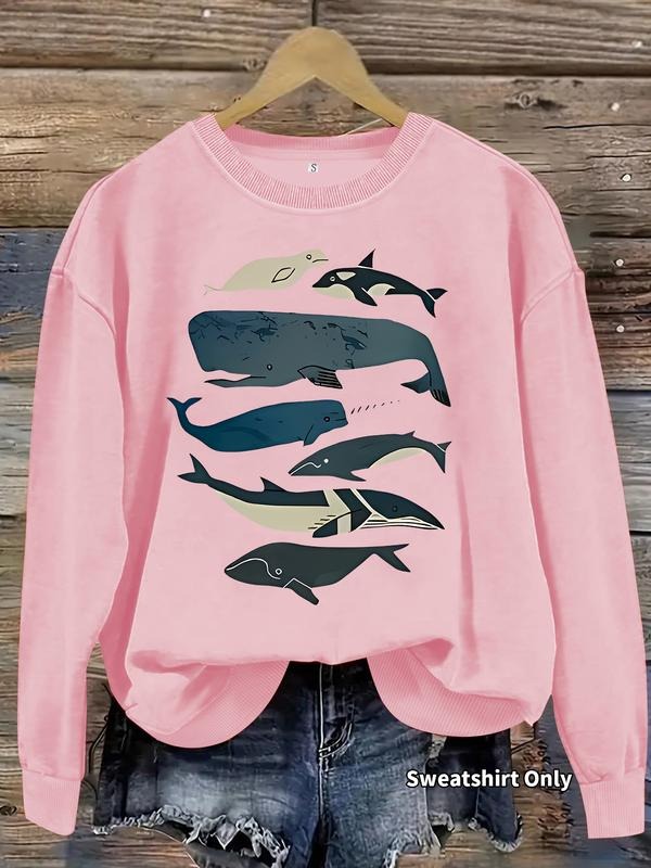 Whale Print Crew Neck Casual Daily Fall Winter - Adult & Kids T-Shirts, Sweatshirts & Hoodies apparel design preview 1