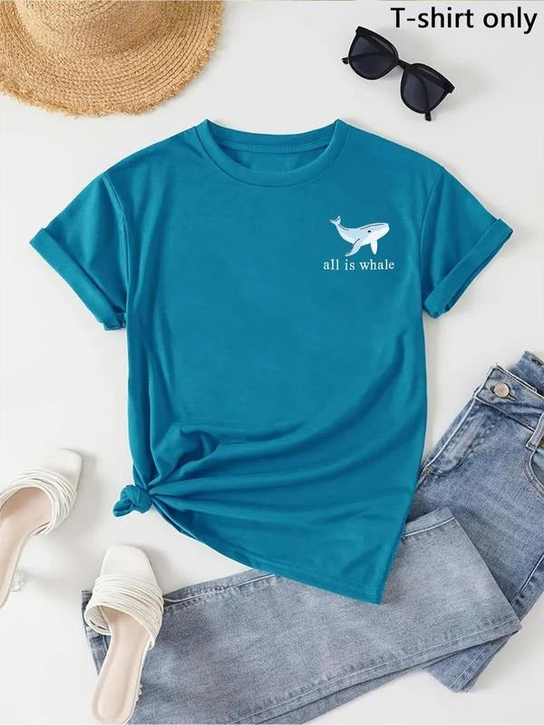 Whale Print Round Neck Vintage Casual Short Sleeve - Adult & Kids T-Shirts, Sweatshirts & Hoodies apparel design preview 1