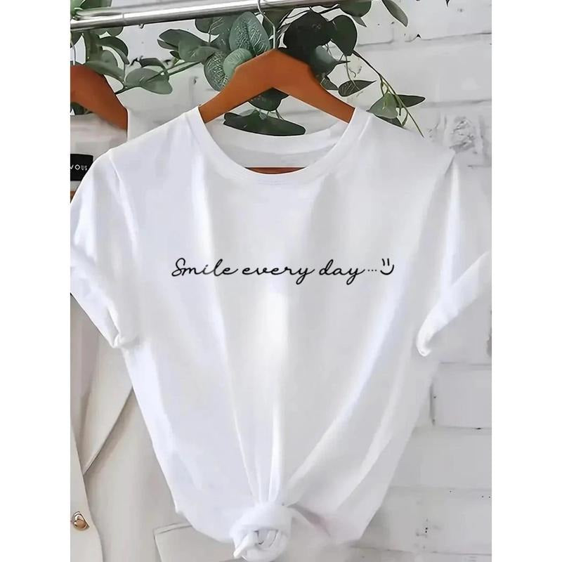 White Cotton "Smile Everyday" Cartoon Print Relaxed - Adult & Kids T-Shirts, Sweatshirts & Hoodies apparel design preview 1