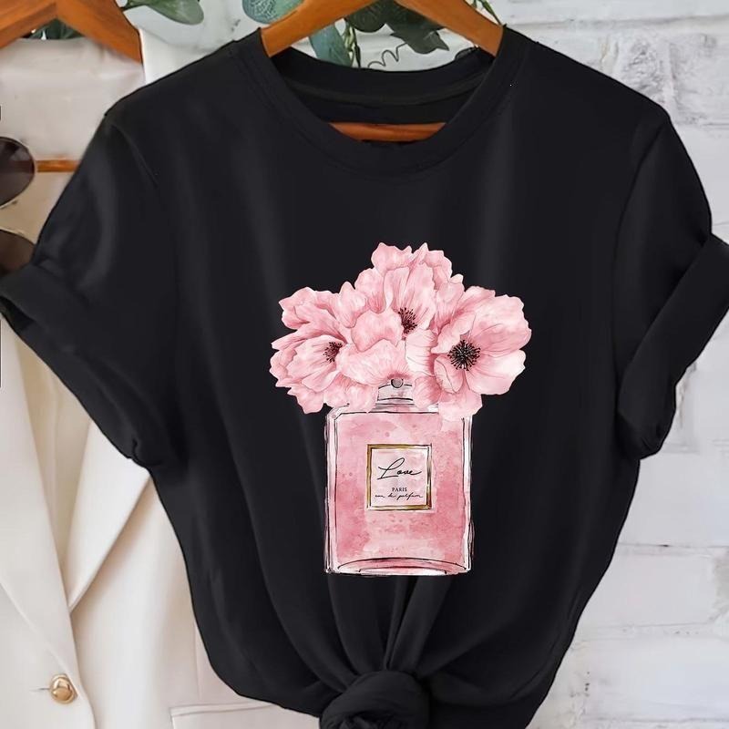 Floral Print Parisian Casual Round Neck Short Sleeve - Adult & Kids T-Shirts, Sweatshirts & Hoodies apparel design preview 1