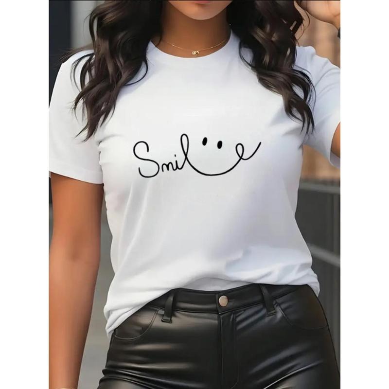 SCrew Neck Casual Short Sleeve Top Smile Letter Print - Adult & Kids T-Shirts, Sweatshirts & Hoodies apparel design preview 1