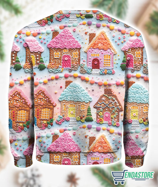 Women’s Christmas Gingerbread House Print Sweatshirt 3D Christmas Sweater - Holiday Gift product image 2