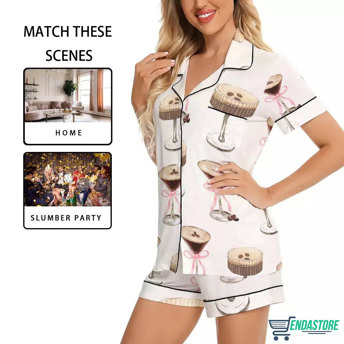 Women’s Espresso Martini Pink Bow Pajama Set 3D Sweater - Gift Idea product image 4