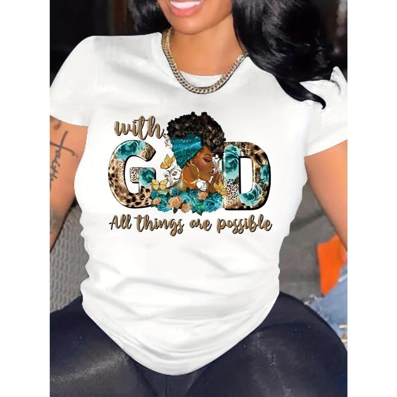 Cartoon GOD Print Comfortable Crew Neck Short Sleeves - Adult & Kids T-Shirts, Sweatshirts & Hoodies apparel design preview 1