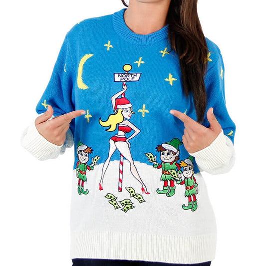 Women's Stripper Pole Ugly Christmas Sweater - Holiday Gift product image