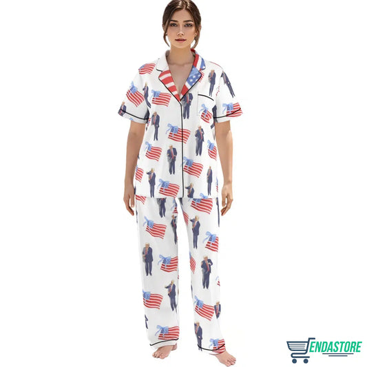 Women’s Trump Dancing Coquette Bow America Satin Pajama Set long 3D Sweater - Gift Idea product image 2