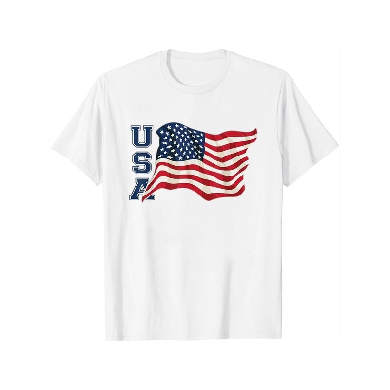 Usa Patriotic Waving American Flag White - Adult & Kids T-Shirts, Sweatshirts & Hoodies apparel design preview 1