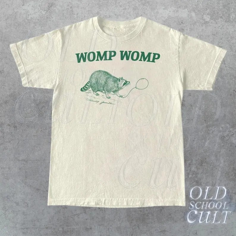 Womp Funny Retro Meme Raccoon Relaxed Cotton Cool - Adult & Kids T-Shirts, Sweatshirts & Hoodies apparel design preview 1