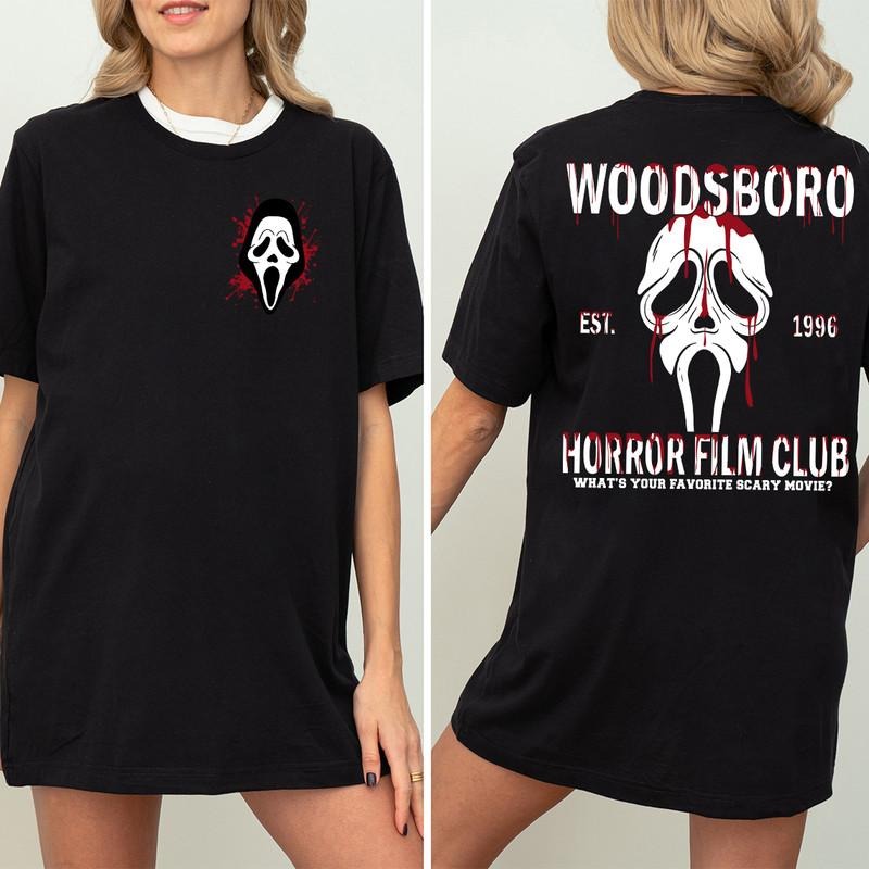 Woodsboro Horror Film Club 2 Sided Scream Ghostface - Adult & Kids T-Shirts, Sweatshirts & Hoodies apparel design preview 1
