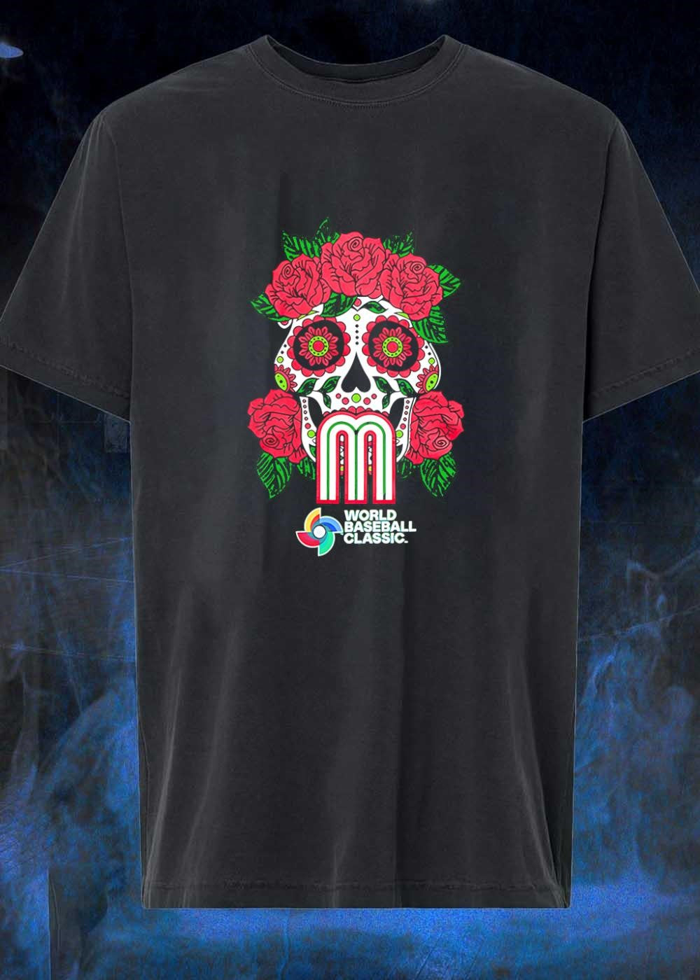 World Baseball Classic Sugar Skull Rose M Team Mexico - Adult & Kids T-Shirts, Sweatshirts & Hoodies apparel design preview 1
