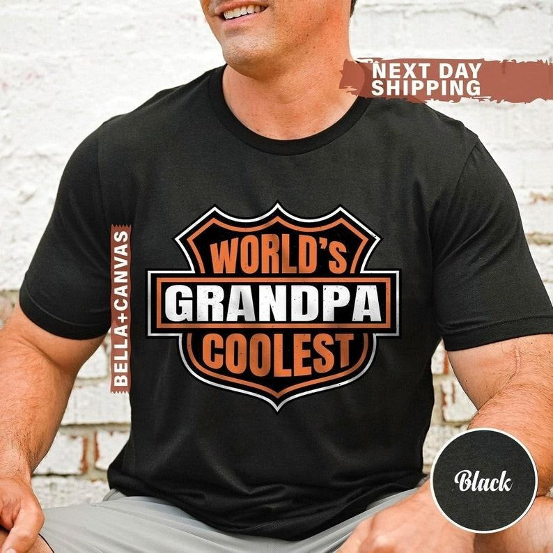 World'S Coolest Grandpa New Announcement Motorcycle - Adult & Kids T-Shirts, Sweatshirts & Hoodies apparel design preview 1