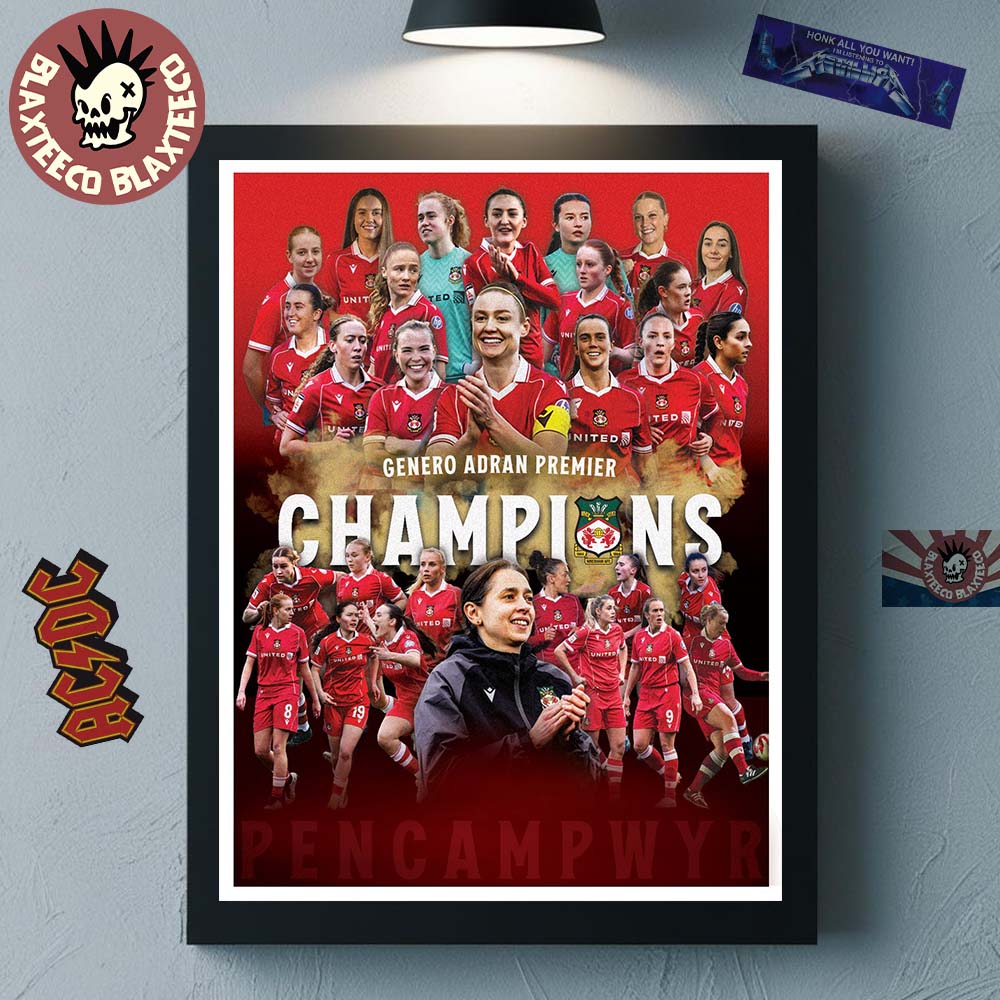 Wrexham AFC Women 2026 Genero Adran Premier Champions - Adult & Kids T-Shirts, Sweatshirts & Hoodies apparel design preview 1