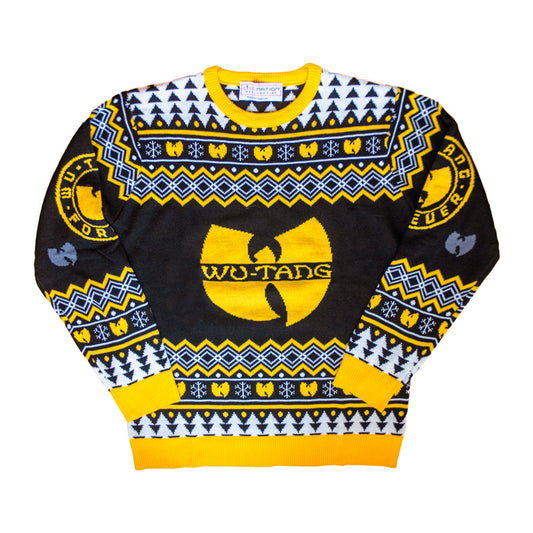 Wu Tang Clan Logo Snowflakes Yellow Black White Ugly Christmas Sweater - Holiday Gift product image