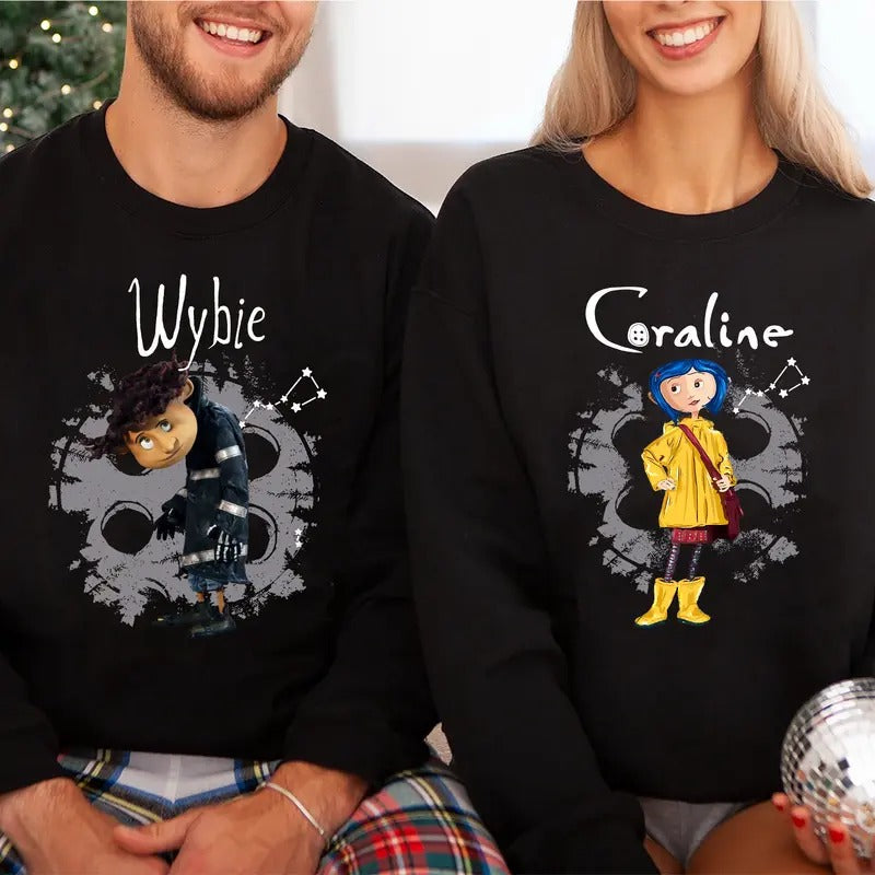 Wybie Coraline Couple Cute Valentine Movie Yellow - Adult & Kids T-Shirts, Sweatshirts & Hoodies apparel design preview 1