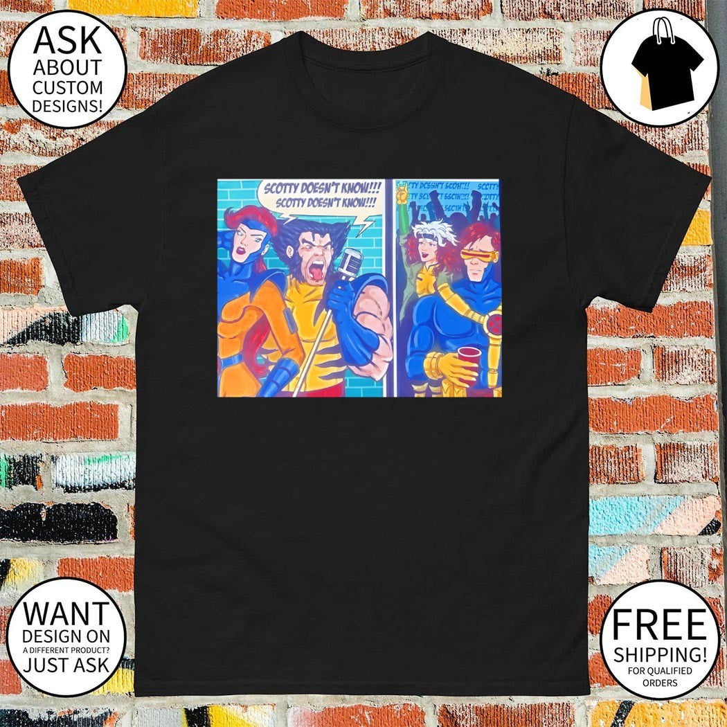 X-Men Wolverine Scotty doesn't know cartoon - Adult & Kids T-Shirts, Sweatshirts & Hoodies apparel design preview 1