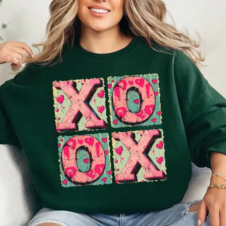 XOXO Valentine Heart - Adult & Kids T-Shirts, Sweatshirts & Hoodies apparel design preview 1