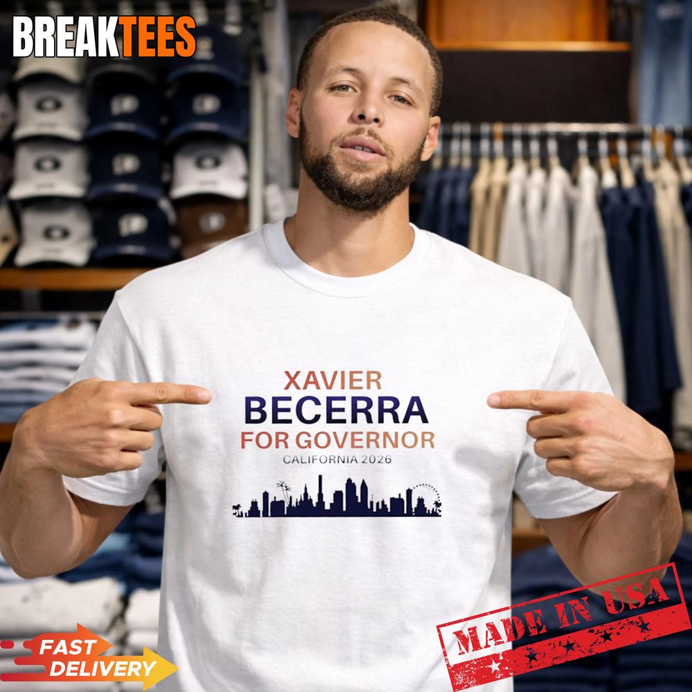 Xavier Becerra Governor 2026 California Skyline - Adult & Kids T-Shirts, Sweatshirts & Hoodies apparel design preview 1
