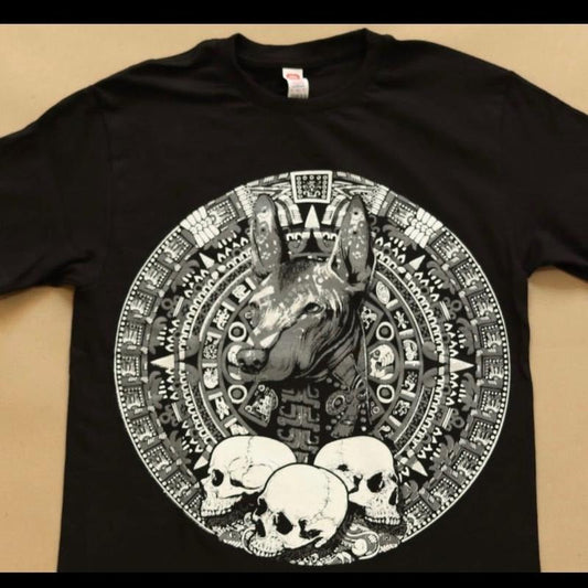 Xolo Whit Mexican Calendar Cotton Black - Adult & Kids T-Shirts, Sweatshirts & Hoodies apparel design preview 1