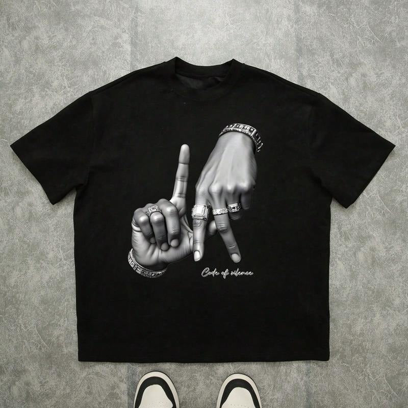 Y2K Hand Sign Cod Silence Casual Cotton Top - Adult & Kids T-Shirts, Sweatshirts & Hoodies apparel design preview 1
