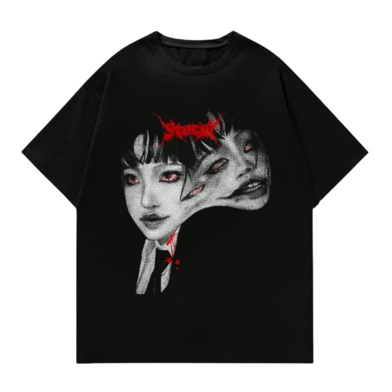 Y2K Horror Dark Gothic Multi Face Psychedelic Retro - Adult & Kids T-Shirts, Sweatshirts & Hoodies apparel design preview 1