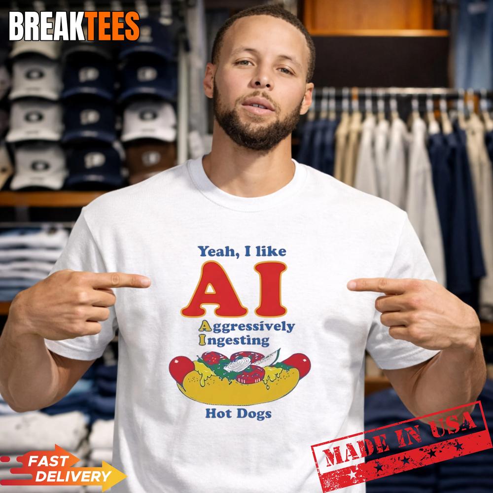 Yeah I Like AI aggressively Ingesting Hot Dogs - Adult & Kids T-Shirts, Sweatshirts & Hoodies apparel design preview 1