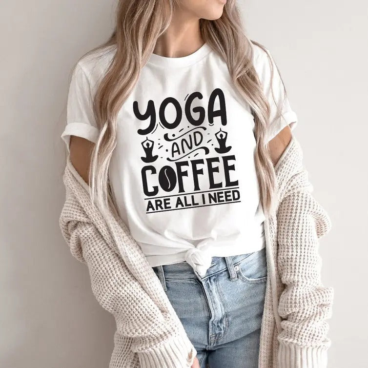 Yoga Funny Coffee Lover Cute Drinker Instructor - Adult & Kids T-Shirts, Sweatshirts & Hoodies apparel design preview 1