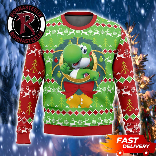 Yoshi Dino Mario Merry Christmas Gift Christmas Super Mario Ugly Christmas Sweater - Holiday Gift product image