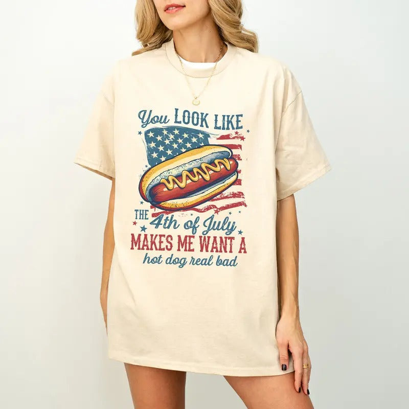 You Like 4th July Makes Me Want Hot Dog Real Bad - Adult & Kids T-Shirts, Sweatshirts & Hoodies apparel design preview 1
