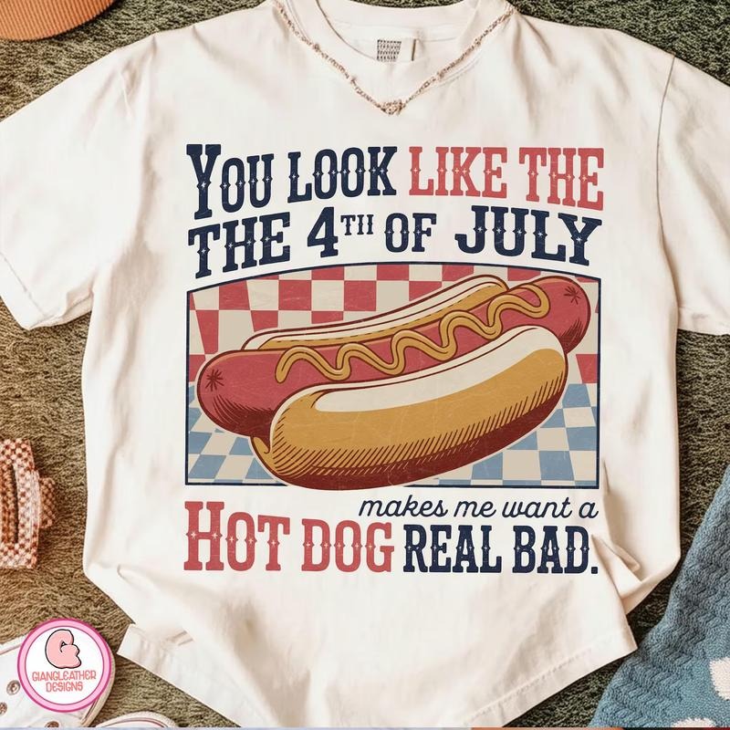 You Like 4th July Funny Retro Hot Dog Makes Me Want - Adult & Kids T-Shirts, Sweatshirts & Hoodies apparel design preview 1