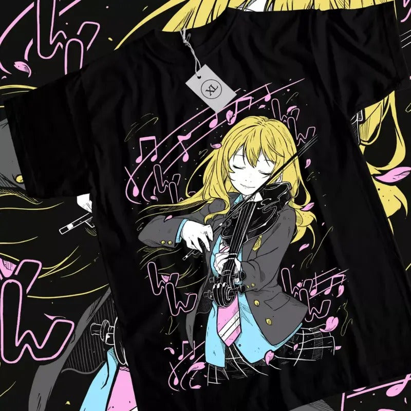 Your Lie April Anime Kaori Miyazono Violin Manga - Adult & Kids T-Shirts, Sweatshirts & Hoodies apparel design preview 1
