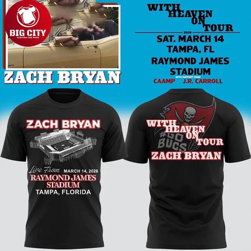 Zach Bryan X Tampa Bay Buccaneers With Heaven On Tour - Adult & Kids T-Shirts, Sweatshirts & Hoodies apparel design preview 1